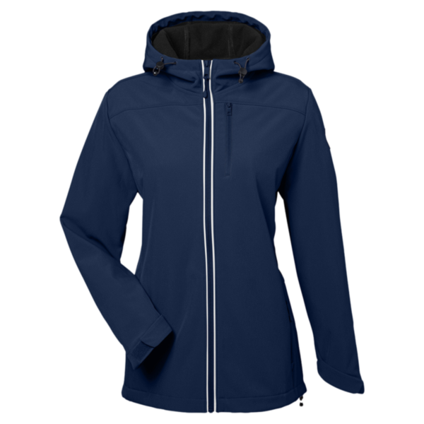 Nautica Women's Wavestorm Hooded Soft Shell Jacket, Navy, Front view