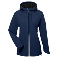 Nautica Women's Wavestorm Hooded Soft Shell Jacket, Navy, Front view