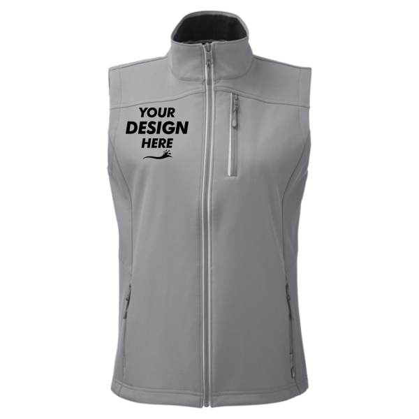 Nautica Women's Wavestorm Soft Shell Vest, Graphite, Front view, Mockup
