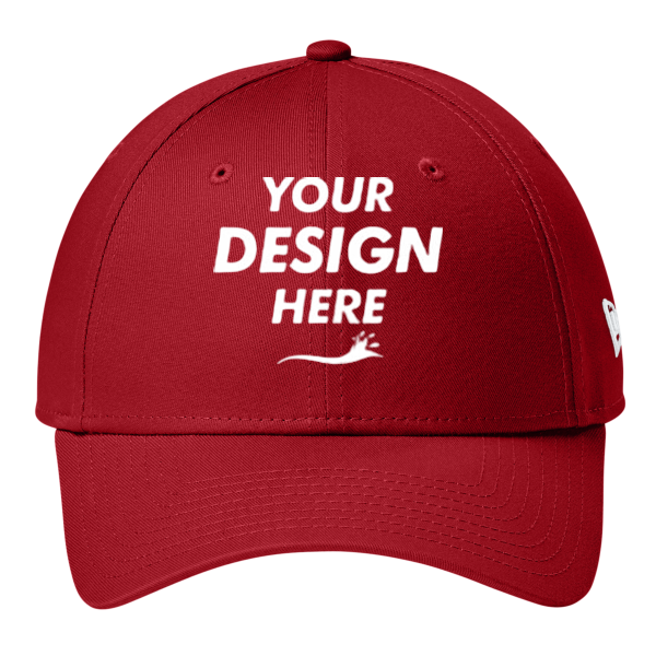 New Era Adjustable Structured Cap, Flag Scarlet Red, Front view, Mockup