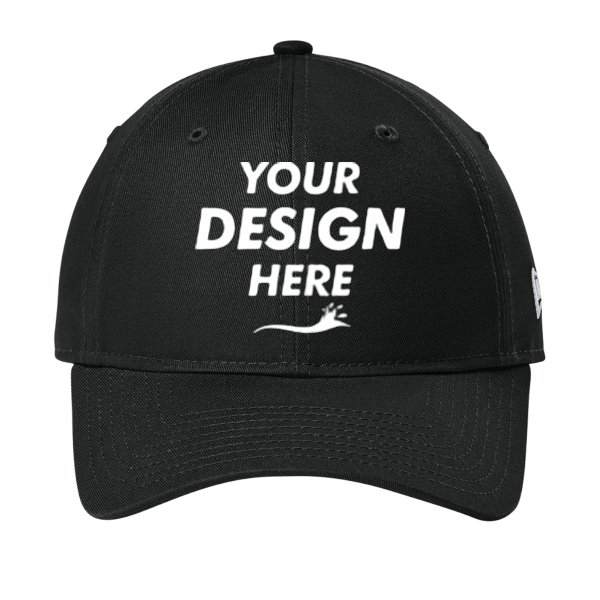 New Era Adjustable Unstructured Cap, Flag Black, Front view, Mockup