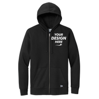 New Era Comeback Fleece Full Zip Hoodie, Black, Front view, Mockup