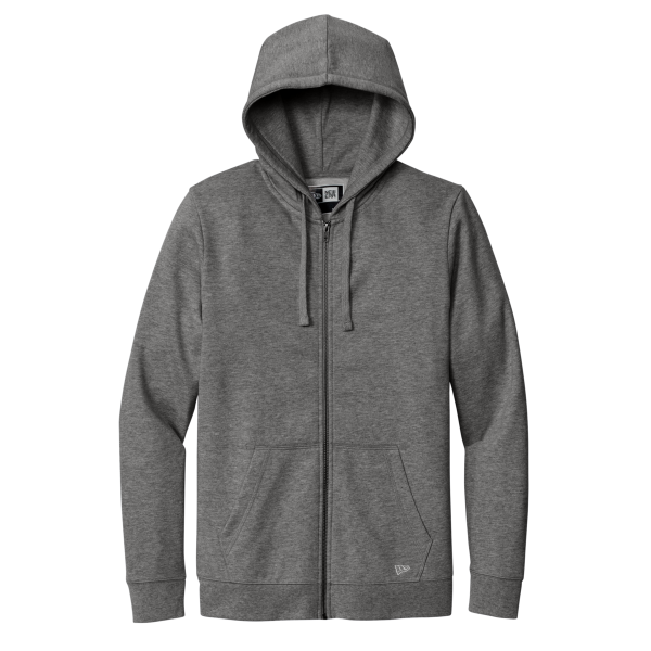 New Era Comeback Fleece Full Zip Hoodie, Dark Heather Grey, Front view