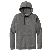 New Era Comeback Fleece Full Zip Hoodie, Dark Heather Grey, Front view