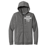 New Era Comeback Fleece Full Zip Hoodie, Dark Heather Grey, Front view, Mockup