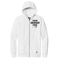 New Era Comeback Fleece Full Zip Hoodie, White, Front view, Mockup