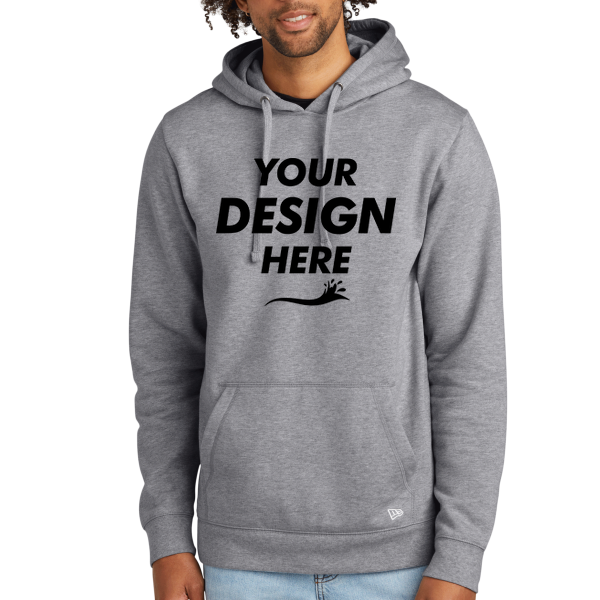 New Era Comeback Fleece Pullover Hoodie, Athletic Heather / Athletic Heather, Front view, Mockup