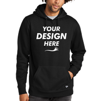 New Era Comeback Fleece Pullover Hoodie, Black / Black, Front view, Mockup