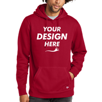 New Era Comeback Fleece Pullover Hoodie, Crimson / Crimson, Front view, Mockup