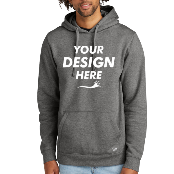 New Era Comeback Fleece Pullover Hoodie, Dark Heather Grey / Dark Heather Grey, Front view, Mockup