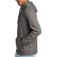New Era Comeback Fleece Pullover Hoodie, Dark Heather Grey / Dark Heather Grey, Left Sleeve view