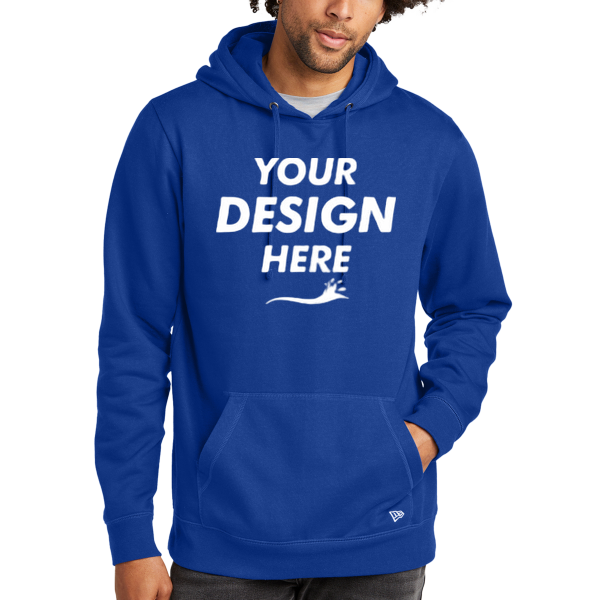 New Era Comeback Fleece Pullover Hoodie, Royal / Royal, Front view, Mockup