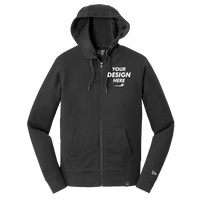 New Era French Terry Full Zip Hoodie, Black, Front view, Mockup
