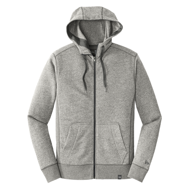 New Era French Terry Full Zip Hoodie, Light Graphite Twist, Front view