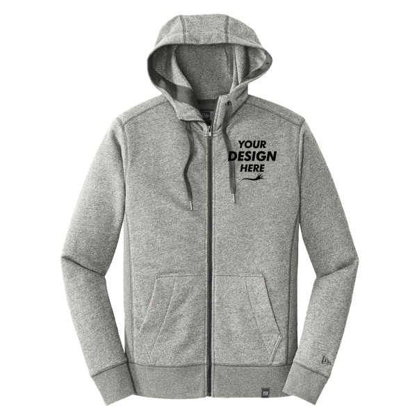 New Era French Terry Full Zip Hoodie, Light Graphite Twist, Front view, Mockup