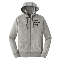New Era French Terry Full Zip Hoodie, Light Graphite Twist, Front view, Mockup