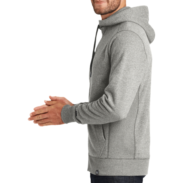 New Era French Terry Full Zip Hoodie, Light Graphite Twist, Left Sleeve view