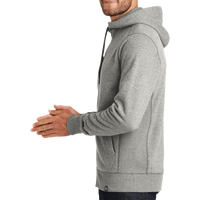 New Era French Terry Full Zip Hoodie, Light Graphite Twist, Left Sleeve view