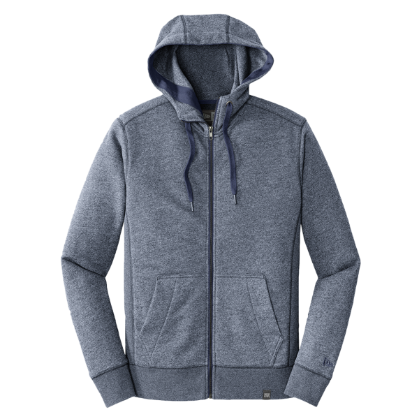 New Era French Terry Full Zip Hoodie, True Navy Twist, Front view