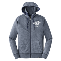 New Era French Terry Full Zip Hoodie, True Navy Twist, Front view, Mockup