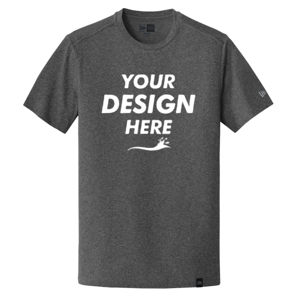 New Era Heritage Blend Crew Tee, Black Heather, Front view, Mockup