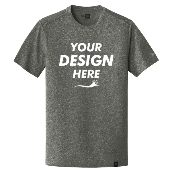 New Era Heritage Blend Crew Tee, Black Twist, Front view, Mockup