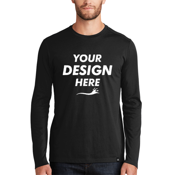 New Era Heritage Blend Long Sleeve Crew Tee, Black, Front view, Mockup