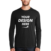 New Era Heritage Blend Long Sleeve Crew Tee, Black, Front view, Mockup