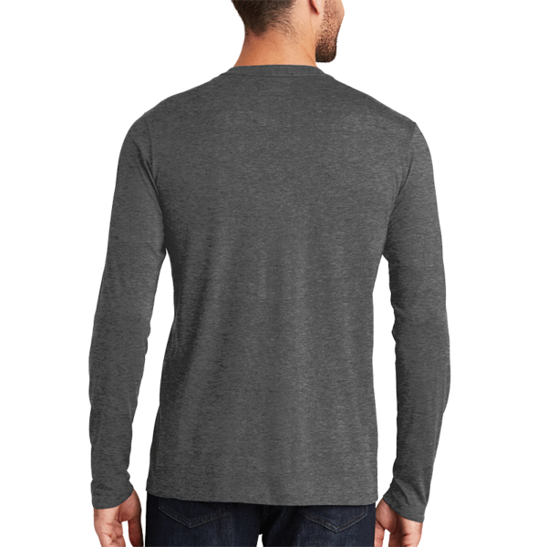 New Era Heritage Blend Long Sleeve Crew Tee, Black Heather, Back view