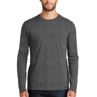 New Era Heritage Blend Long Sleeve Crew Tee, Black Heather, Front view