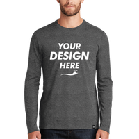 New Era Heritage Blend Long Sleeve Crew Tee, Black Heather, Front view, Mockup