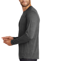 New Era Heritage Blend Long Sleeve Crew Tee, Black Heather, Left Sleeve view