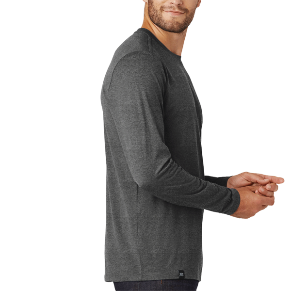 New Era Heritage Blend Long Sleeve Crew Tee, Black Heather, Right Sleeve view