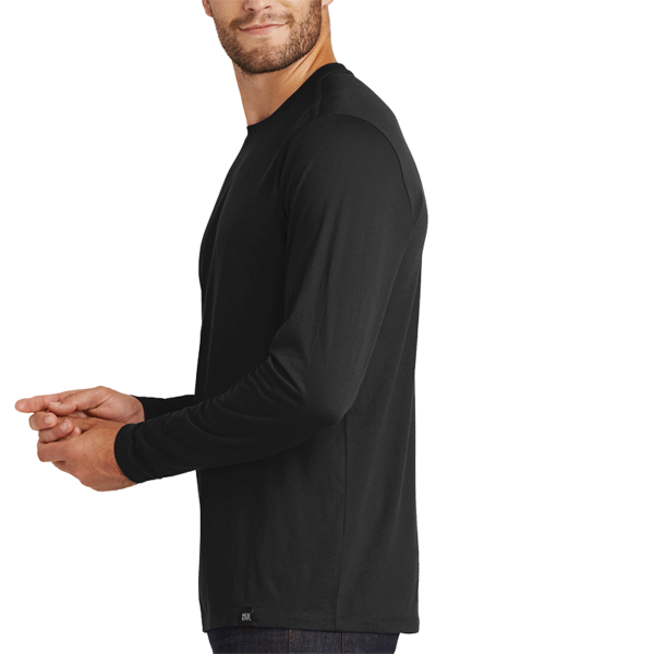 New Era Heritage Blend Long Sleeve Crew Tee, Black, Left Sleeve view