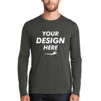 New Era Heritage Blend Long Sleeve Crew Tee, Graphite, Front view, Mockup