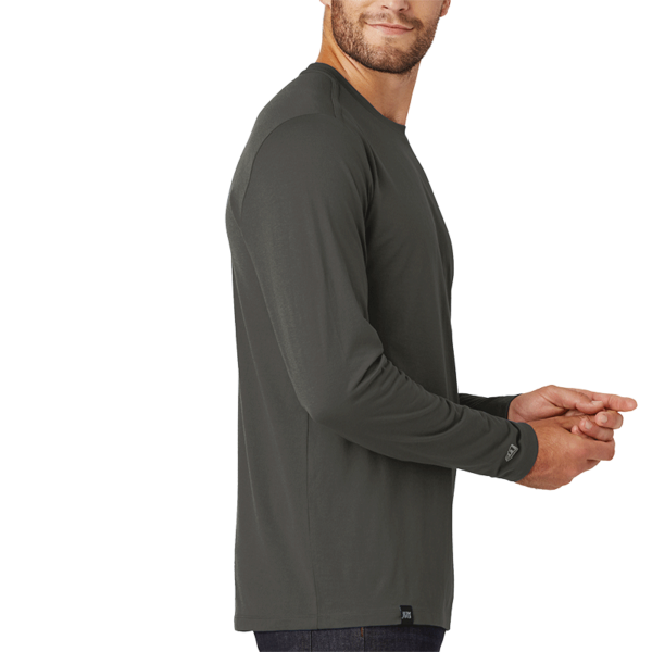 New Era Heritage Blend Long Sleeve Crew Tee, Graphite, Right Sleeve view