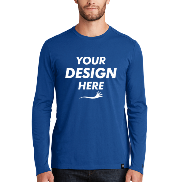 New Era Heritage Blend Long Sleeve Crew Tee, Royal, Front view, Mockup