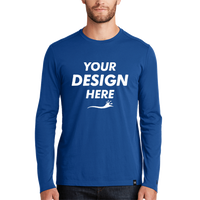 New Era Heritage Blend Long Sleeve Crew Tee, Royal, Front view, Mockup
