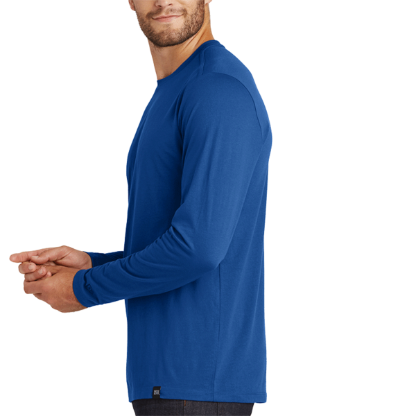 New Era Heritage Blend Long Sleeve Crew Tee, Royal, Left Sleeve view