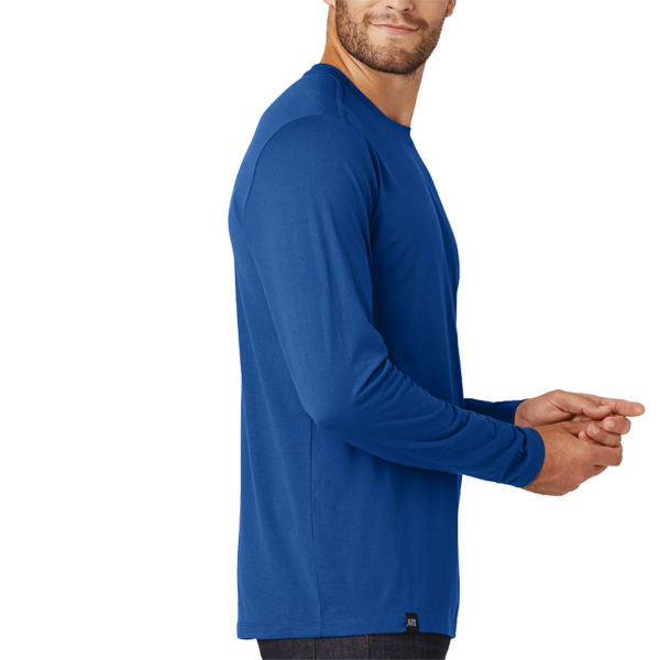 New Era Heritage Blend Long Sleeve Crew Tee, Royal, Right Sleeve view