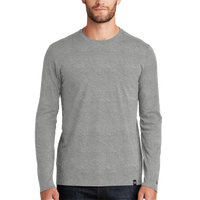 New Era Heritage Blend Long Sleeve Crew Tee, Shadow Grey Heather, Front view