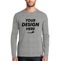 New Era Heritage Blend Long Sleeve Crew Tee, Shadow Grey Heather, Front view, Mockup