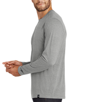 New Era Heritage Blend Long Sleeve Crew Tee, Shadow Grey Heather, Left Sleeve view