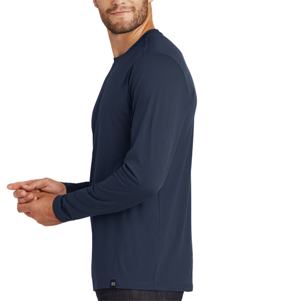 New Era Heritage Blend Long Sleeve Crew Tee, True Navy, Left Sleeve view