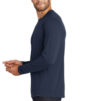 New Era Heritage Blend Long Sleeve Crew Tee, True Navy, Left Sleeve view