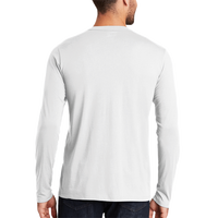 New Era Heritage Blend Long Sleeve Crew Tee, White, Back view