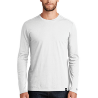 New Era Heritage Blend Long Sleeve Crew Tee, White, Front view