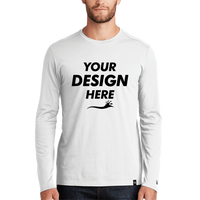 New Era Heritage Blend Long Sleeve Crew Tee, White, Front view, Mockup