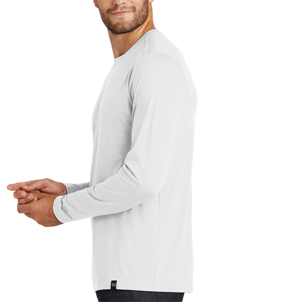New Era Heritage Blend Long Sleeve Crew Tee, White, Left Sleeve view