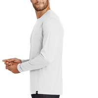 New Era Heritage Blend Long Sleeve Crew Tee, White, Left Sleeve view